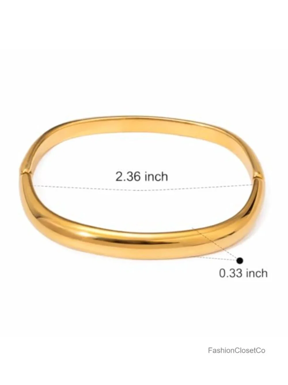 18K Gold Plated Stainless Steel Minimalist Square Buckle Cuff Bangle Bracelet